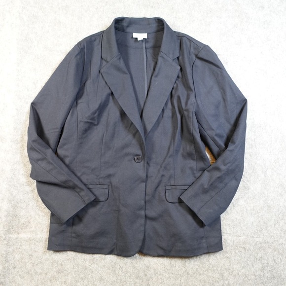 J. Jill Jackets & Blazers - J. Jill Blazer Womens Medium Essential Cotton Stretch One Button Navy Blue